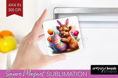 Easter Animals Magnet Sublimation - Bunny Ears Square Magnet Product Image 1