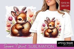 Easter Animals Square Tshirt Background - Bunny Ears PNG Product Image 1