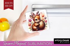 Easter Animals Magnet Sublimation - Bunny Ears Square Magnet Product Image 1