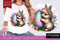 Easter Animals Round Tshirt Background - Bunny Ears PNG Product Image 1