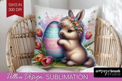 Easter Animals Pillow Sublimation - Bunny Ears Pillow Cover Product Image 1