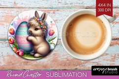 Easter Animals Round Coaster - Bunny Ears Coaster PNG Product Image 1