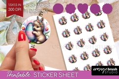 Easter Animals Round Sticker - Bunny Ears Printable Sticker Product Image 1
