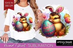 Easter Animals Round Tshirt Background - Bunny Ears PNG Product Image 1