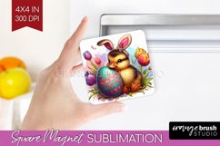 Easter Animals Magnet Sublimation - Bunny Ears Square Magnet Product Image 1