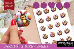 Easter Animals Round Sticker - Bunny Ears Printable Sticker Product Image 1