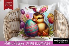 Easter Animals Pillow Sublimation - Bunny Ears Pillow Cover Product Image 1