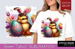 Easter Animals Square Tshirt Background - Bunny Ears PNG Product Image 1