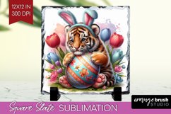 Easter Animals Slate PNG - Bunny Ears Square Slate Product Image 1