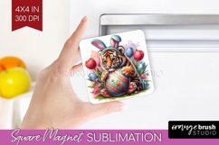 Easter Animals Magnet Sublimation - Bunny Ears Square Magnet Product Image 1