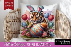 Easter Animals Pillow Sublimation - Bunny Ears Pillow Cover Product Image 1