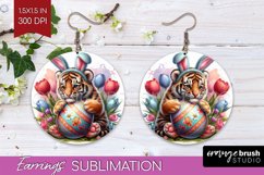 Easter Animals Round Earrings - Bunny Ears PNG Sublimation Product Image 1