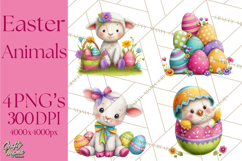 Easter Animals Clipart PNG, Cute Easter Animal Clip Art Product Image 1