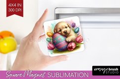 Easter Animals Magnet Sublimation - Bunny Ears Square Magnet Product Image 1