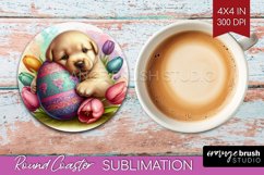 Easter Animals Round Coaster - Bunny Ears Coaster PNG Product Image 1