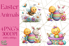 Easter Animals Clipart PNG, Cute Easter Animal Clip Art Product Image 1