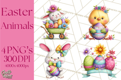 Easter Animals Clipart PNG, Cute Easter Animal Clip Art Product Image 1