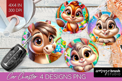 Easter Animals Car Coaster - Cute Easter Coaster PNG Product Image 1