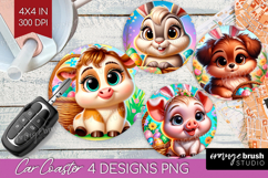 Easter Animals Car Coaster - Cute Easter Coaster PNG Product Image 1