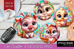 Easter Animals Car Coaster - Cute Easter Coaster PNG Product Image 1