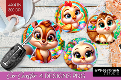 Easter Animals Car Coaster - Cute Easter Coaster PNG Product Image 1