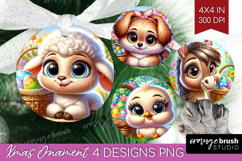 Easter Animals Ornament PNG - Cute Easter PNG Sublimation Product Image 1