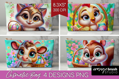 Easter Animals Cosmetic Bag - Cute Easter Makeup Bag PNG Product Image 1