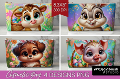 Easter Animals Cosmetic Bag - Cute Easter Makeup Bag PNG Product Image 1