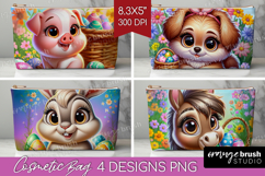 Easter Animals Cosmetic Bag - Cute Easter Makeup Bag PNG Product Image 1