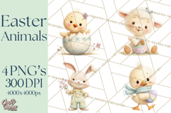 Easter Clipart PNG, Cute Easter Characters Clip Art, Bunny Product Image 1