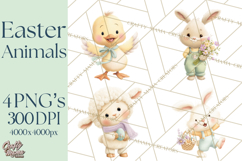 Easter Clipart PNG, Cute Easter Characters Clip Art, Bunny Product Image 1