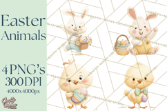Easter Clipart PNG, Cute Easter Characters Clip Art, Bunny Product Image 1