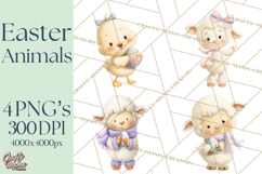 Easter Clipart PNG, Cute Easter Characters Clip Art, Bunny Product Image 1