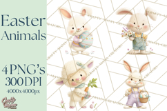 Easter Clipart PNG, Cute Easter Characters Clip Art, Bunny Product Image 1