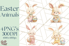 Easter Clipart PNG, Cute Easter Characters Clip Art, Bunny Product Image 1