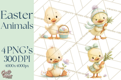 Easter Clipart PNG, Cute Easter Characters Clip Art, Bunny Product Image 1