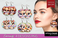 Easter Animals Round Earrings - Cute Easter PNG Sublimation Product Image 1