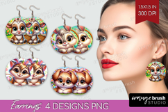 Easter Animals Round Earrings - Cute Easter PNG Sublimation Product Image 1