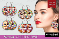 Easter Animals Round Earrings - Cute Easter PNG Sublimation Product Image 1