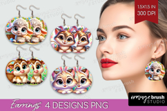Easter Animals Round Earrings - Cute Easter PNG Sublimation Product Image 1