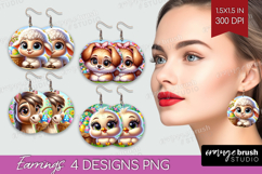 Easter Animals Round Earrings - Cute Easter PNG Sublimation Product Image 1