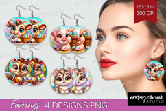 Easter Animals Round Earrings - Cute Easter PNG Sublimation Product Image 1