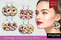 Easter Animals Round Earrings - Cute Easter PNG Sublimation Product Image 1