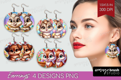 Easter Animals Round Earrings - Cute Easter PNG Sublimation Product Image 1