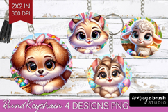 Easter Animals Keychain PNG - Cute Easter Keychain Product Image 1