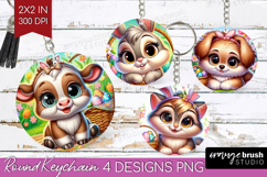 Easter Animals Keychain PNG - Cute Easter Keychain Product Image 1