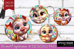 Easter Animals Keychain PNG - Cute Easter Keychain Product Image 1