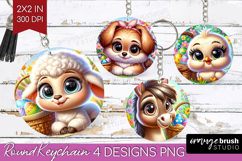 Easter Animals Keychain PNG - Cute Easter Keychain Product Image 1