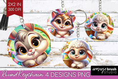 Easter Animals Keychain PNG - Cute Easter Keychain Product Image 1