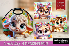 Easter Animals Lunch Bag - Cute Easter Lunch Bug PNG Product Image 1